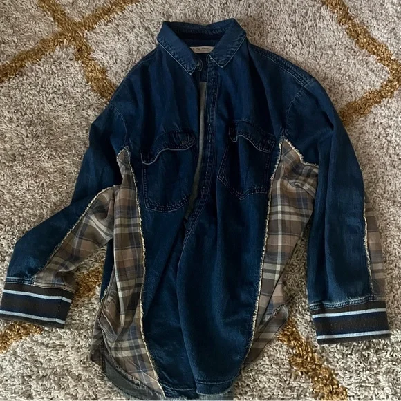 We The Free Denim and plaid snap shirt - Picture 2 of 8